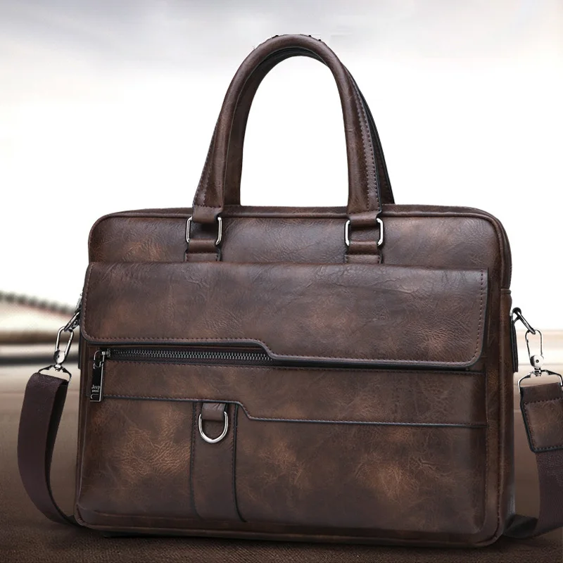 

Bags Quality Men 14 Bag Laptop Travel Shoulder Leather Handbags Briefcases Bags Business Man Inch For Office For High