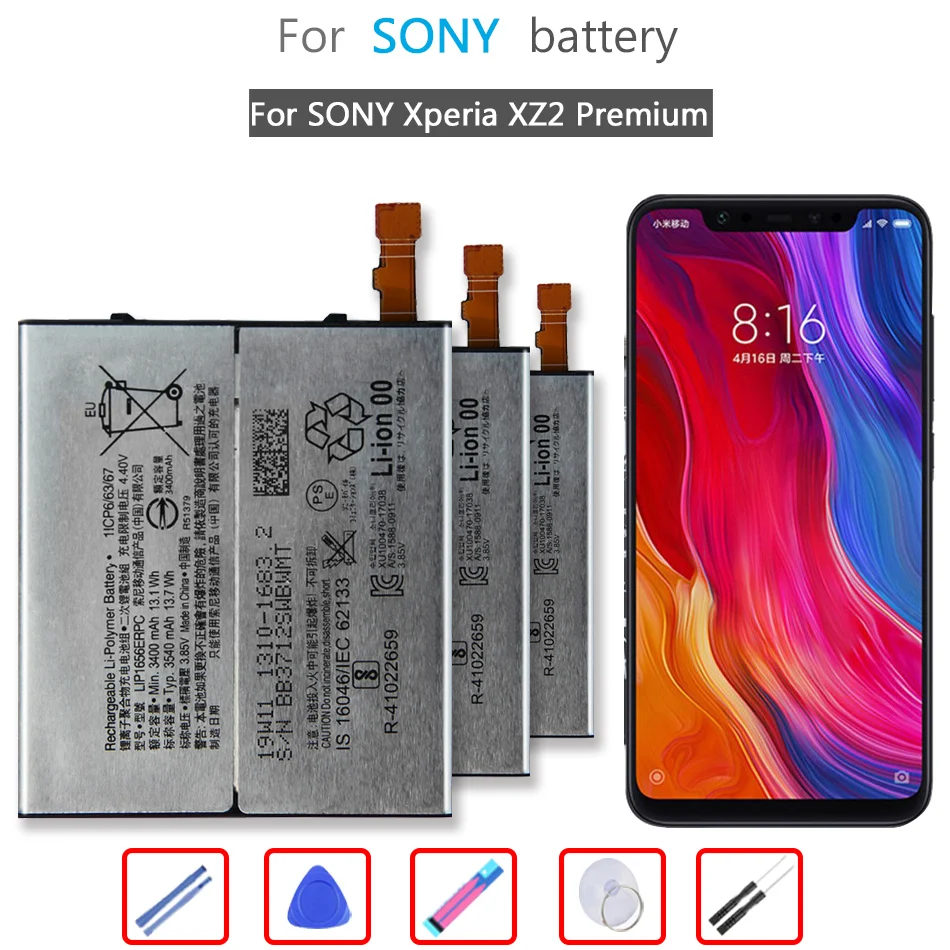 

Сменный аккумулятор для Sony, для SONY Xperia XZ2 Premium LIP1656ERPC, оригинальный аккумулятор для телефона, батарея 3540 мАч
