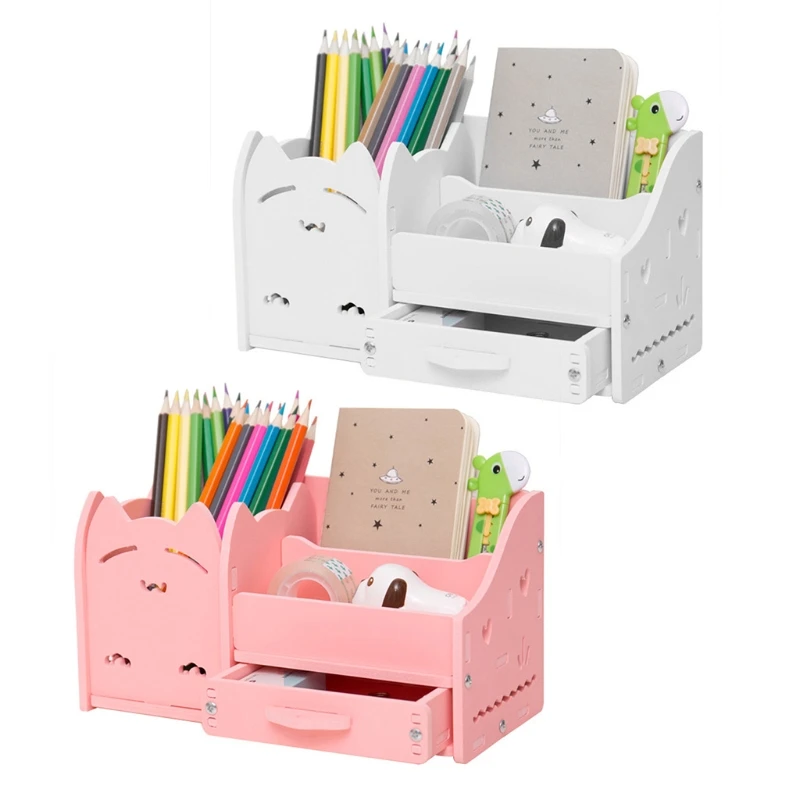

Милый держатель для карандашей с 4 отделениями, контейнер для ручек, органайзер для канцелярских принадлежностей, настольный аксессуар, дер...