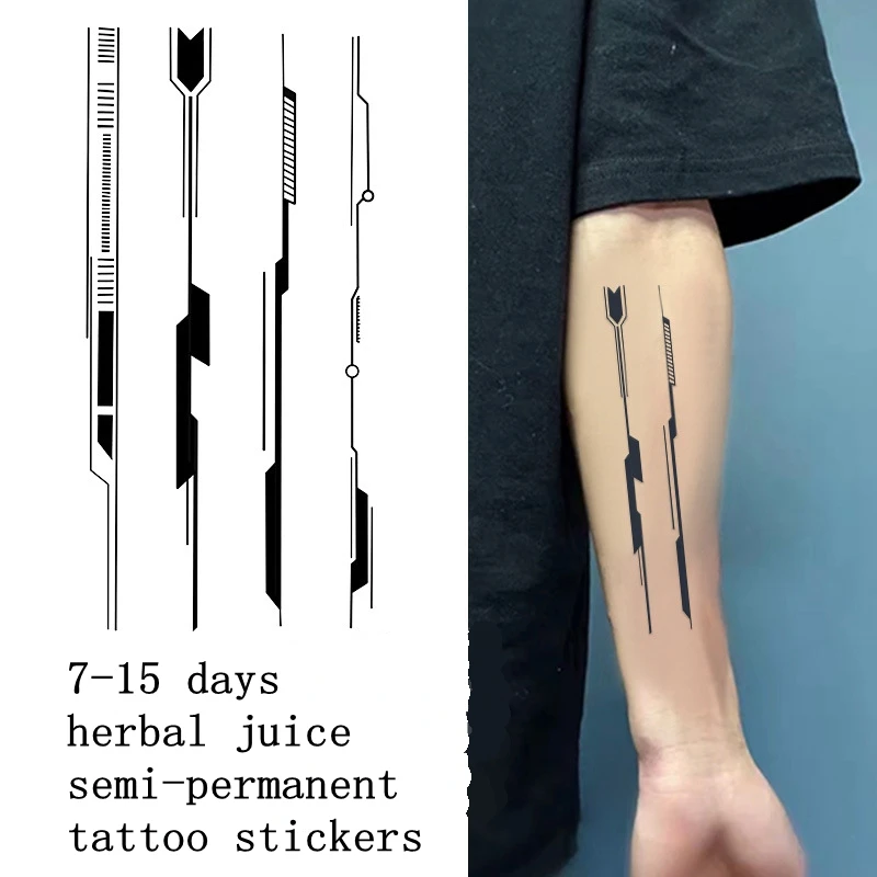 

Sdotter Line Mechanical Tattoo Stickers Herbal Juice Non-reflective Waterproof Female Lasting Male Leg Arm Chest Faux Tatouage A