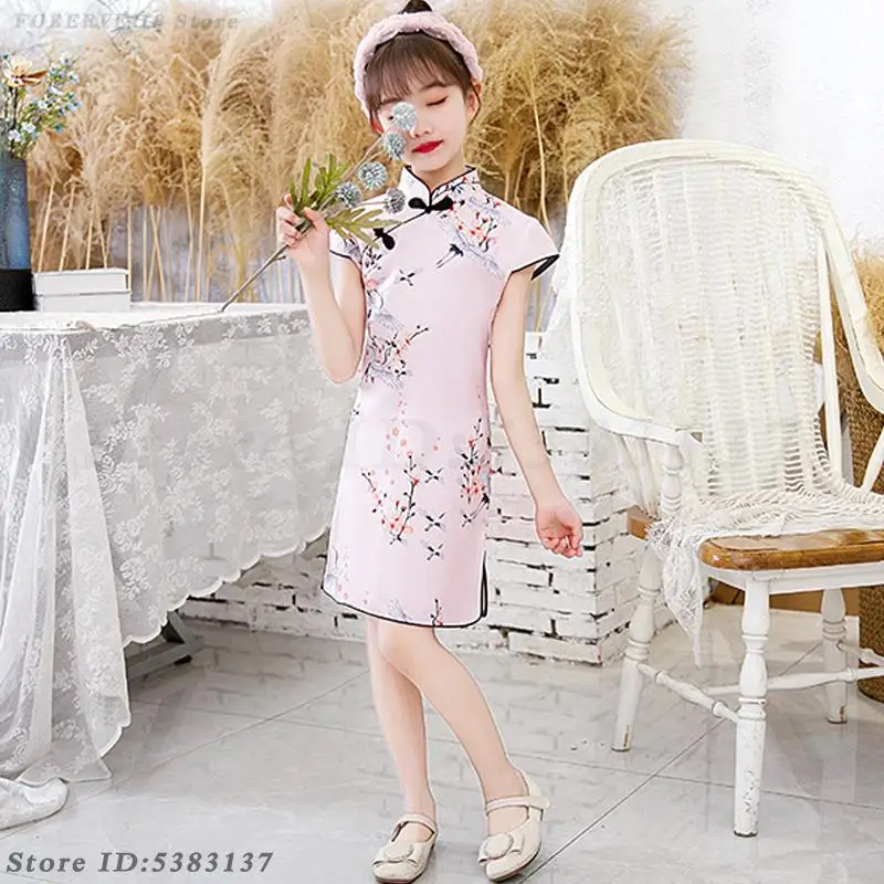 Милое китайское традиционное платье Cheongsam Hanfu для девочек новогодняя одежда