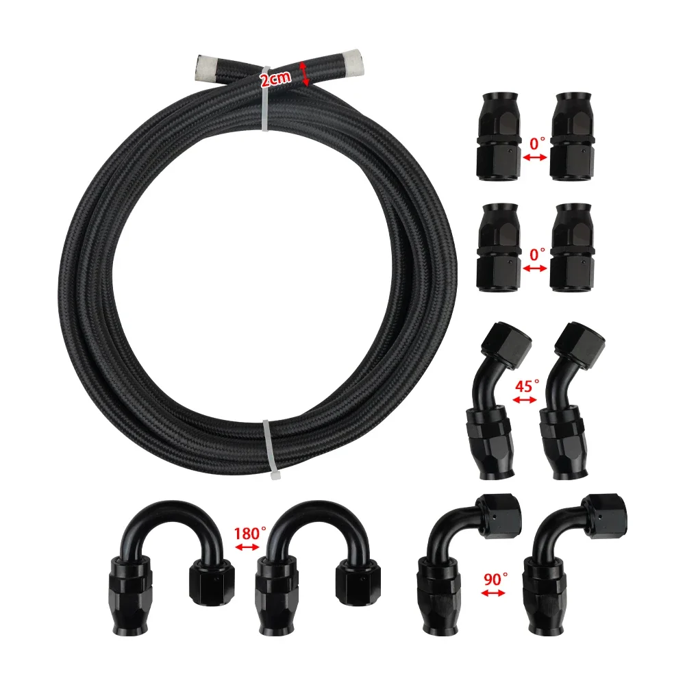 

10 Шт. Топливных Шлангов PTFE 12AN 10AN 8AN 4AN, Длина 3 М, В Нейлоновой Оплетке, С Поворотным Фитингом Для Топливной Магистрали