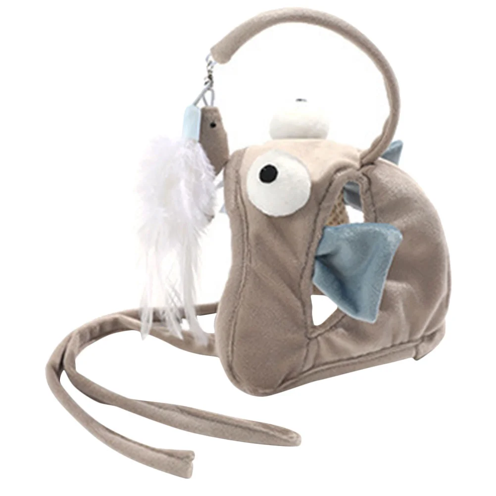 

Kids Sports Toys Lantern Fish Head Kitten Cat Self Diversion Teasing Clothing 24X9.5CM Light Grey Fabric Child