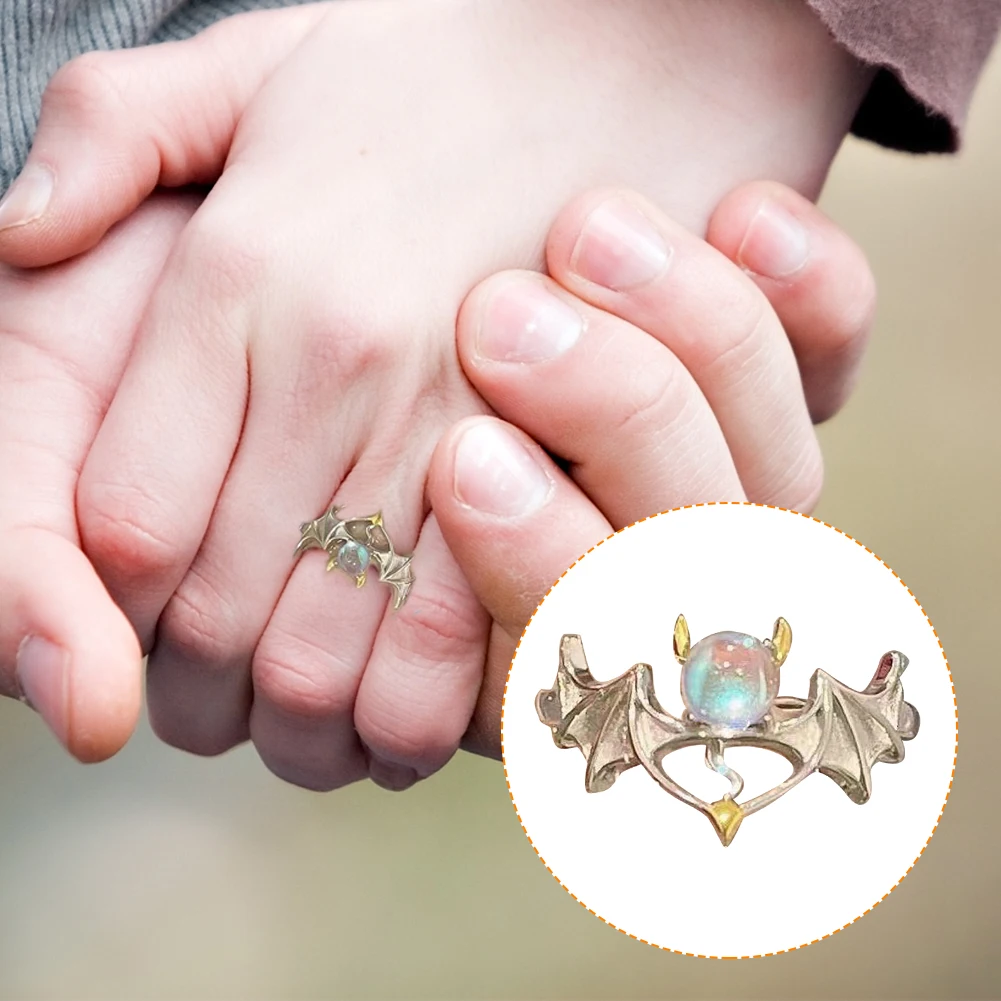 

Wedding Party Angel Devil Couple Rings For Women Man Engagement Matching Ring Silver Color Moonstone Lover Jewelry Ring Gift