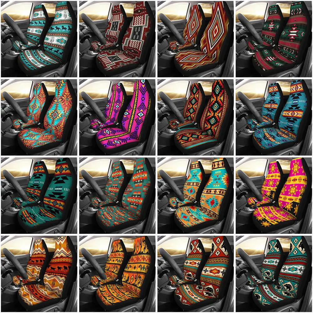 

2PC Car Seat Covers Native Indian Aztec Boho Front Seat Auto protector Universal for Car Seat Protector Car Accessory