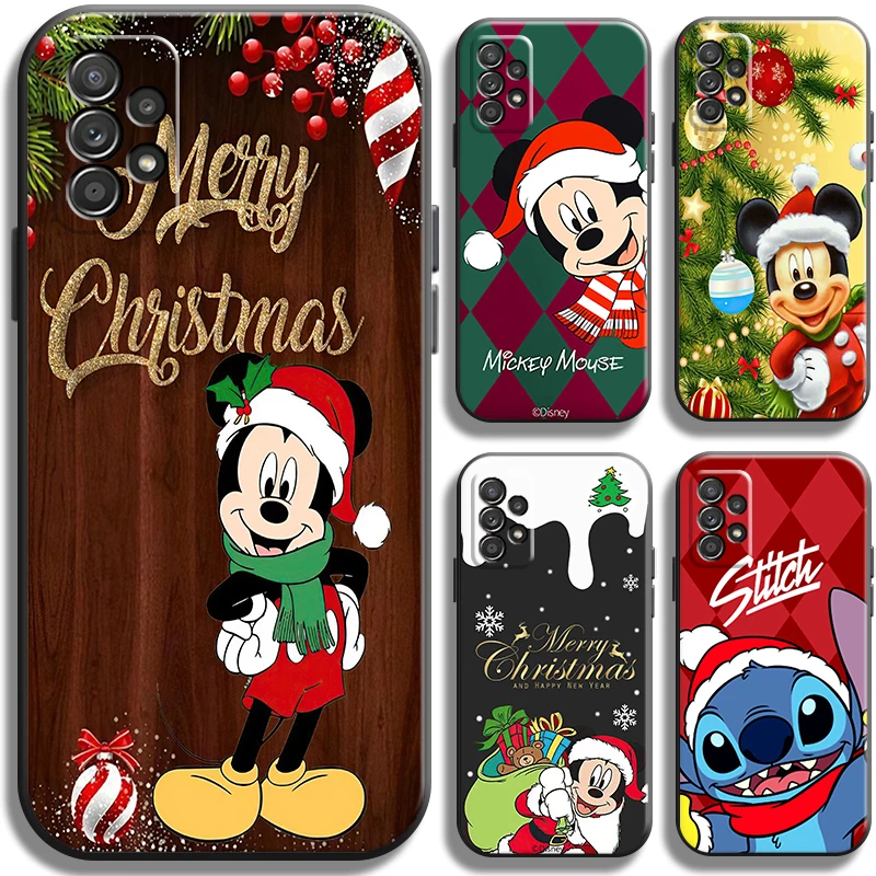 

Disney Mickey Merry Christmas Phone Case For Samsung Galaxy A72 5G Shell Coque Funda Cases Shockproof TPU Liquid Silicon Back