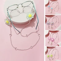 new fashion sunglasses chain colorful flower bead glasses chain small daisy flower antilost mask lanyard hold straps girls women