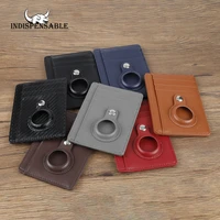 man airtags wallet pu leather casekey for apple air tag anti lost protective cover stand card holder clip case 7 card slots
