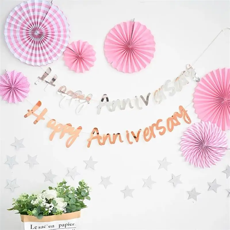 

3M Bright Wedding Anniversary Flag Banner Confession Proposal Anniversary Party Hanging Bunting Background DIY Decorative Suppl