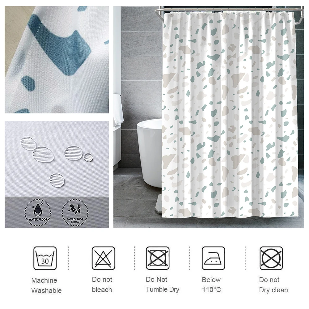 

Домашний декор для ванной комнаты, маленькая занавеска для ванны с каменным принтом, штора для душа с узором в виде гальных пятен, водонепро...