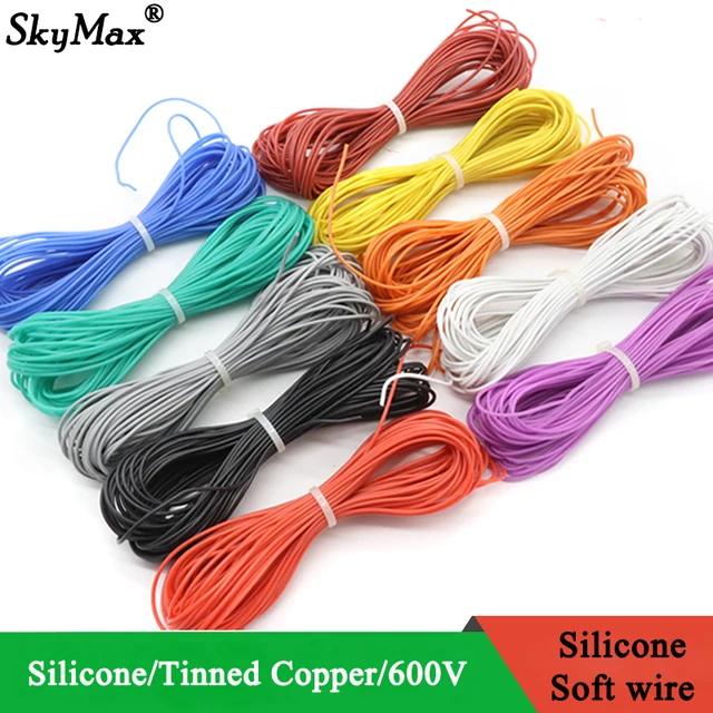 1m/5m heat-resistant cable 30 28 26 24 22 20 18 16 15 14 13 12 10 awg ultra soft silicone wire high temperature flexible copper
