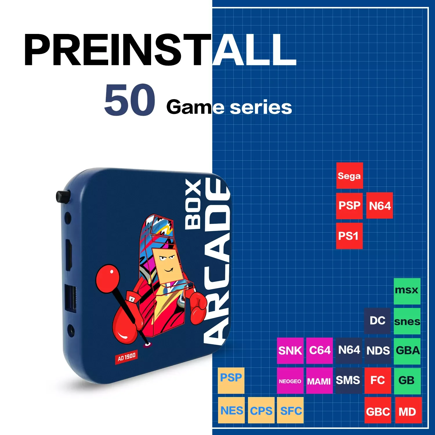 

Arcade Box Game Console for PS1/DC/ 64GB Classic Retro 33000+ Games Super Console 4K Display on Projector Monitor