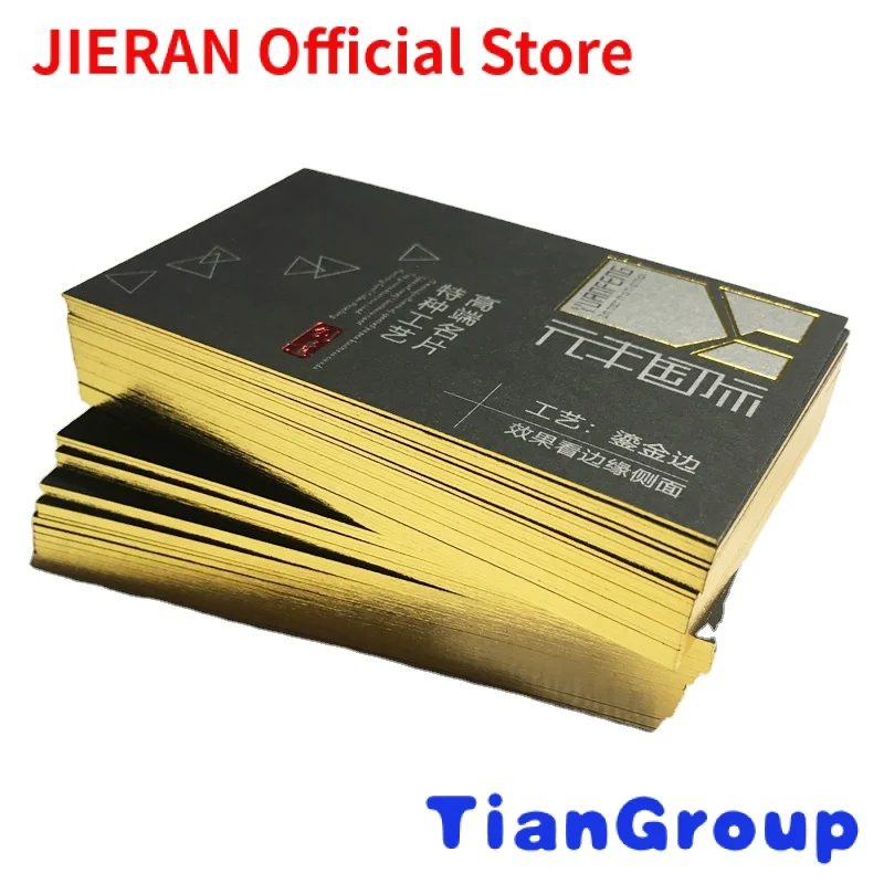 

Jieyou custom hot stamping logo luxury gold foil painting color edge business card