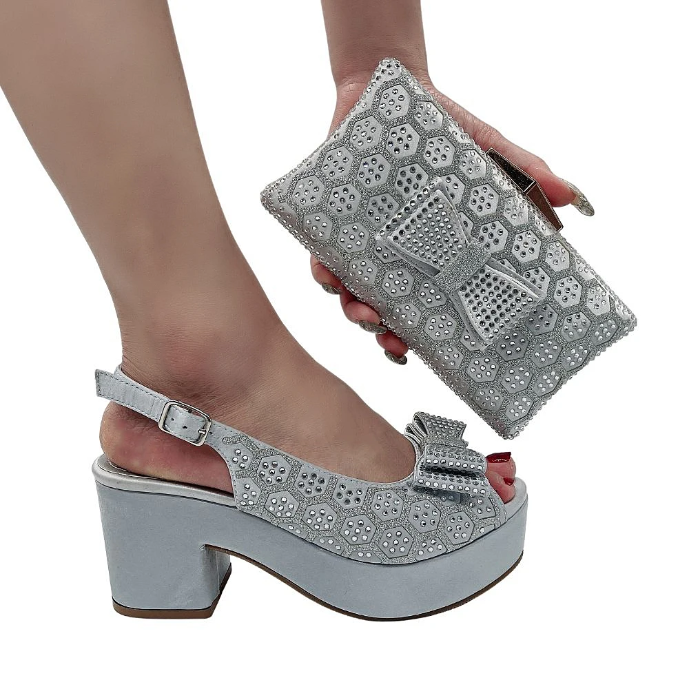 Peep Toe Bridal Sandals for Wedding Party Shoe and Bag Matching Set Italy Designer Shoe with Purse Evening Party Pumps Heel Bag