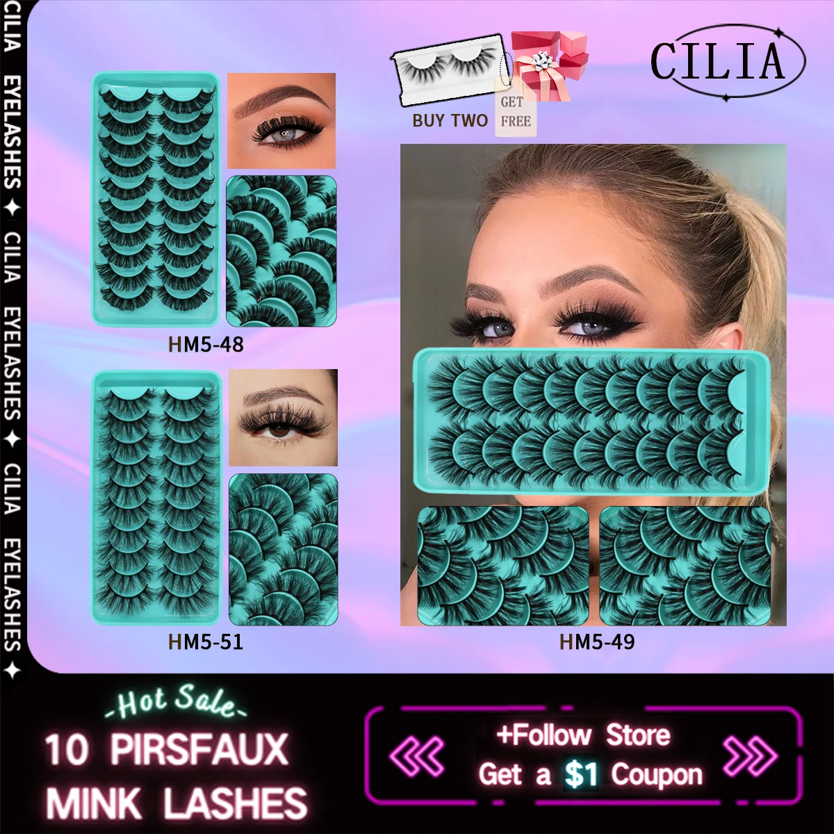 

VIPUDA Russian Strip Lashes 10/20 Pairs Fluffy Mink Lashes 3D False Eyelashes Premade Volume Fans Fake Eyelashes Giveaway Makeup