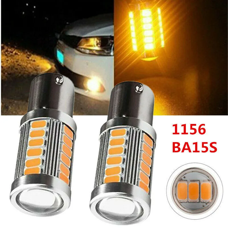 

1156 LED Light Bulbs 2pcs 52 X 19mm Amber Blinker DC 12V High Power LED
