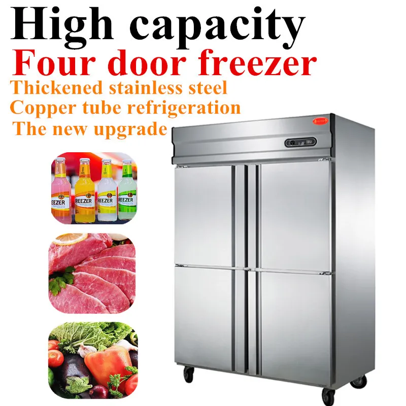 

Luxury Direct Cooling Four-Door Refrigerated Cabinet Commercial Kitchen Freezer Stainless Steel Vertical Fresh Cabinet