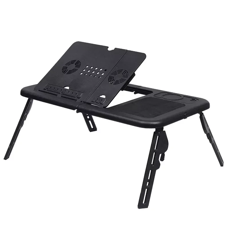 

NEW2023 Adjustable USB Dual Cooling Fans Laptop Desk Portable Folding Desk Bed Notebook Stand Study Table with Mouse Pad Cup Hol