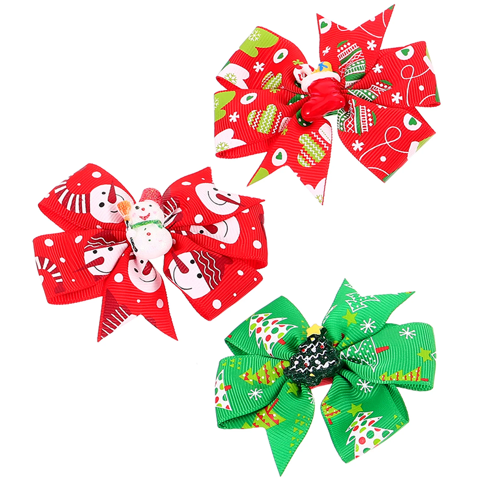 

3pcs Colorful Xmas Dog Hair Bows Christmas Pet Bowknot Hair Ties Headdress