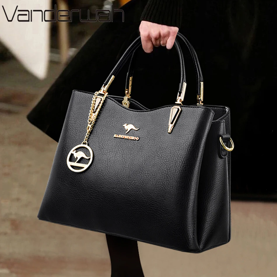

New Luxury Soft Leather Handbag Women's Bag 2022 Trend Design 3 Layers Shoulder Crossbody Sac Lady Large Capacity Messenger Tote