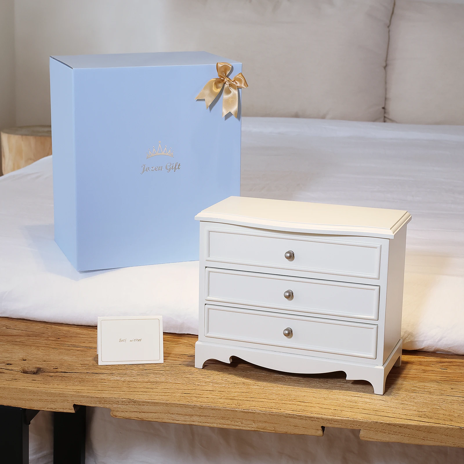 Подарочная белая музыкальная шкатулка Jozen с зеркалом и ожерельем для девочек