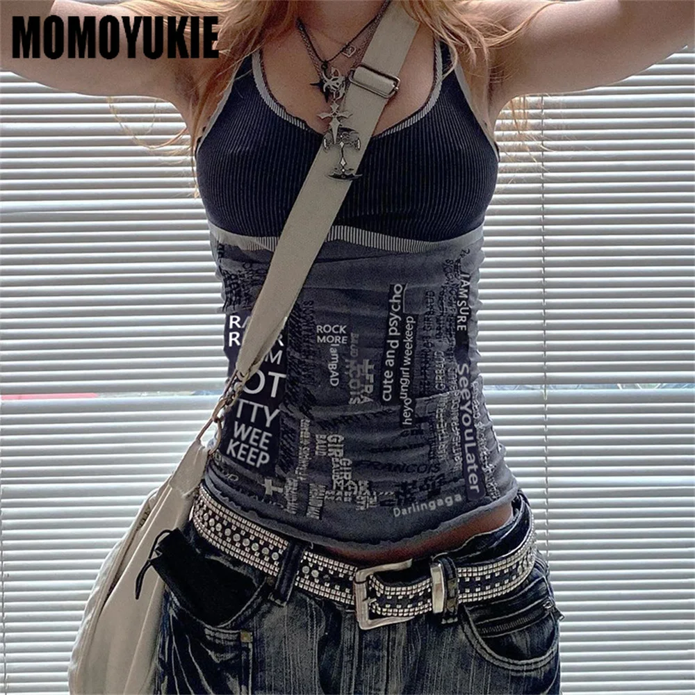 Женская винтажная футболка-топ Y2k