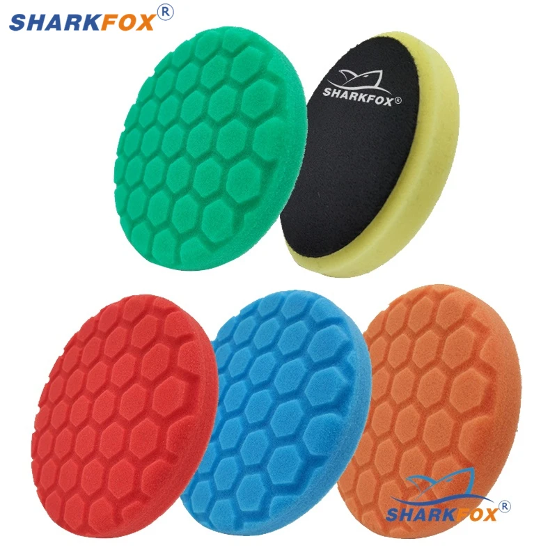 Sharkfox 5/6-дюймовый шестиугольный губчатый полировальный диск для ухода за краской