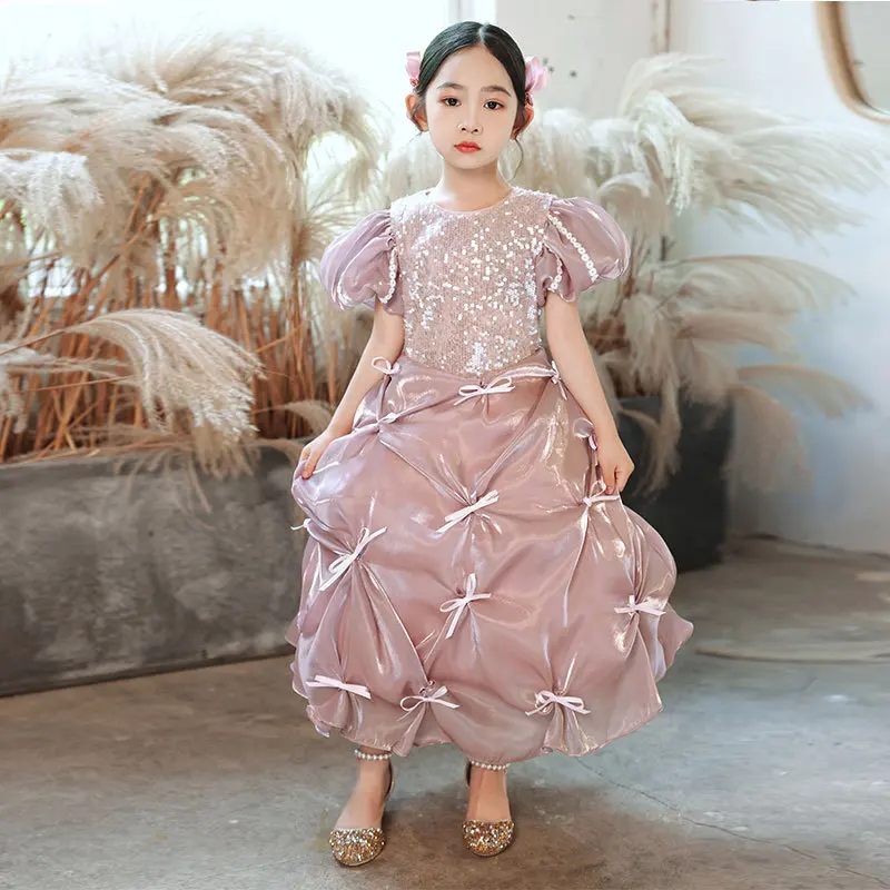 

Pink Pengpeng Gauze Princess Dress Children's Skirt Flower Girl Wedding Girl Host High-end Piano Costume