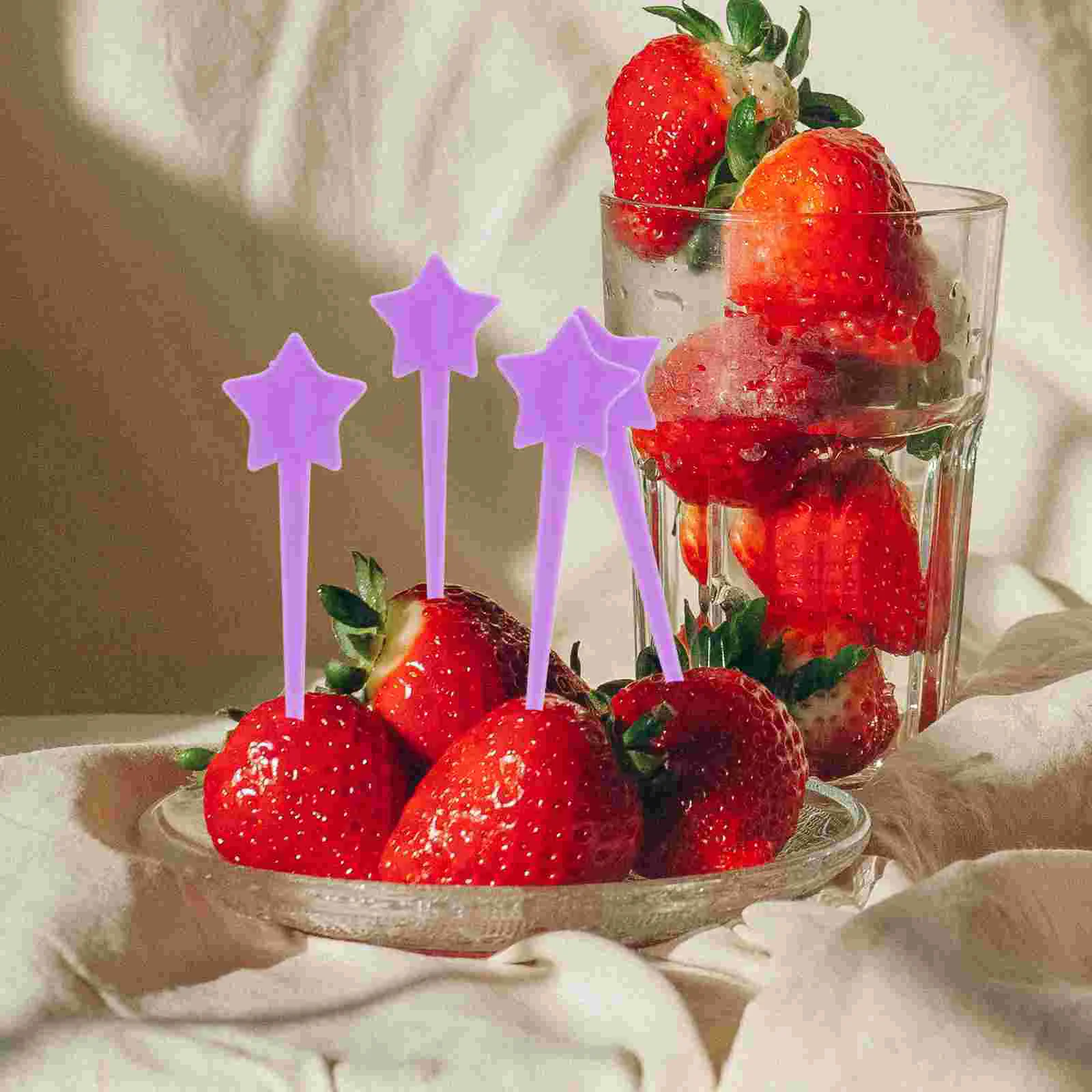 

200Pcs Small Fruit Toothpicks Mini Cake Forks Tasting Appetizer Forks Star Shape Fruits Toothpicks