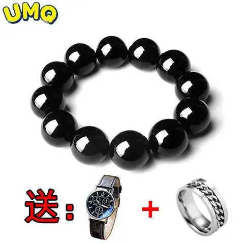 

Stone Luck bracelet Men's Jewelry Black Gold Obsidian Buddha Beads Handstring Students Korean Personality Fashion Wealth Healing