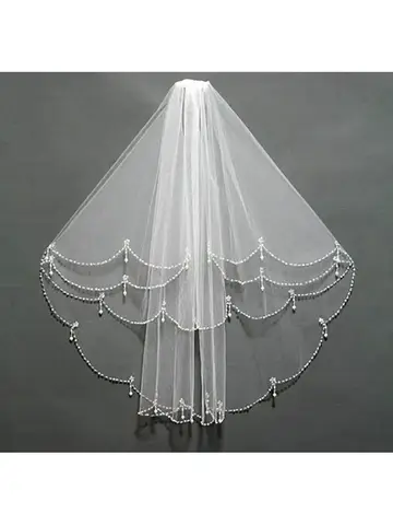 Свадебная фата из тюля, очаровательное платье цвета слоновой кости, двухслойное свадебное платье длиной до локтя на заказ, расшитое жемчугом и бисером