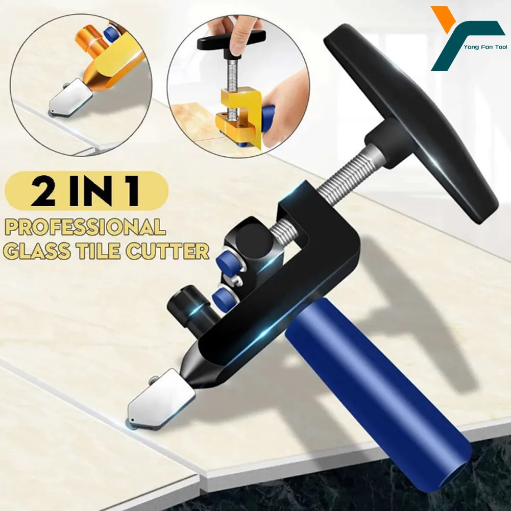 2 In 1 Glass Cutter Ceramic Tile Mirror Cutting Boundary Opener Push Knife Portable Construction Breaker Hand Tool DIY Craft