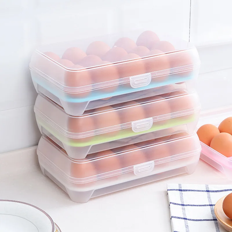 

Прозрачный контейнер для хранения яиц, 15 ячеек, кухонный холодильник, разноуровневые контейнеры для хранения яиц с крышкой, пластиковый держатель