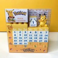 cartoon pokemon anime doll hand made building block calendar perpetual calendar desk calendar decoration small ornaments gifts