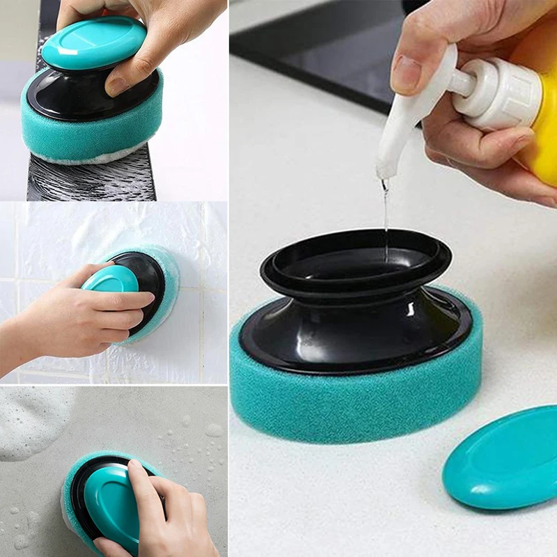 

Wonderlife Brush Cleaning Brush Sponge Replaceable Couring Pad Washing Convenience Cleaning Brush Kitchen Soap Dispenser Dish