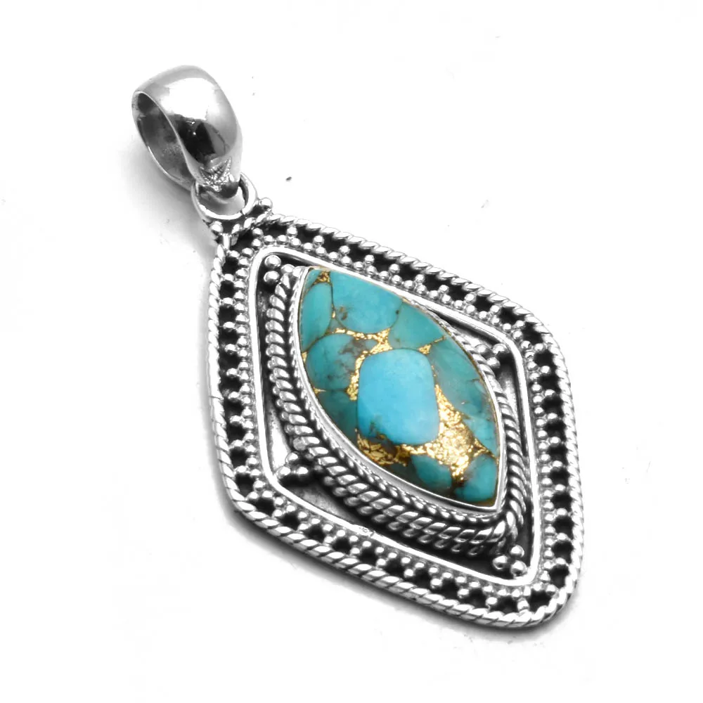 

Genuine Blue Copper Turquoise Pendant AP9223