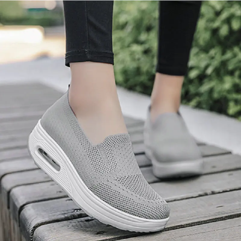

Nice Mom Summer Mesh Knitting Sneakers Women Breathable Mary Janes Shoes Non-slip Ladies Casual Nurse Office Shoes Ballet Flats