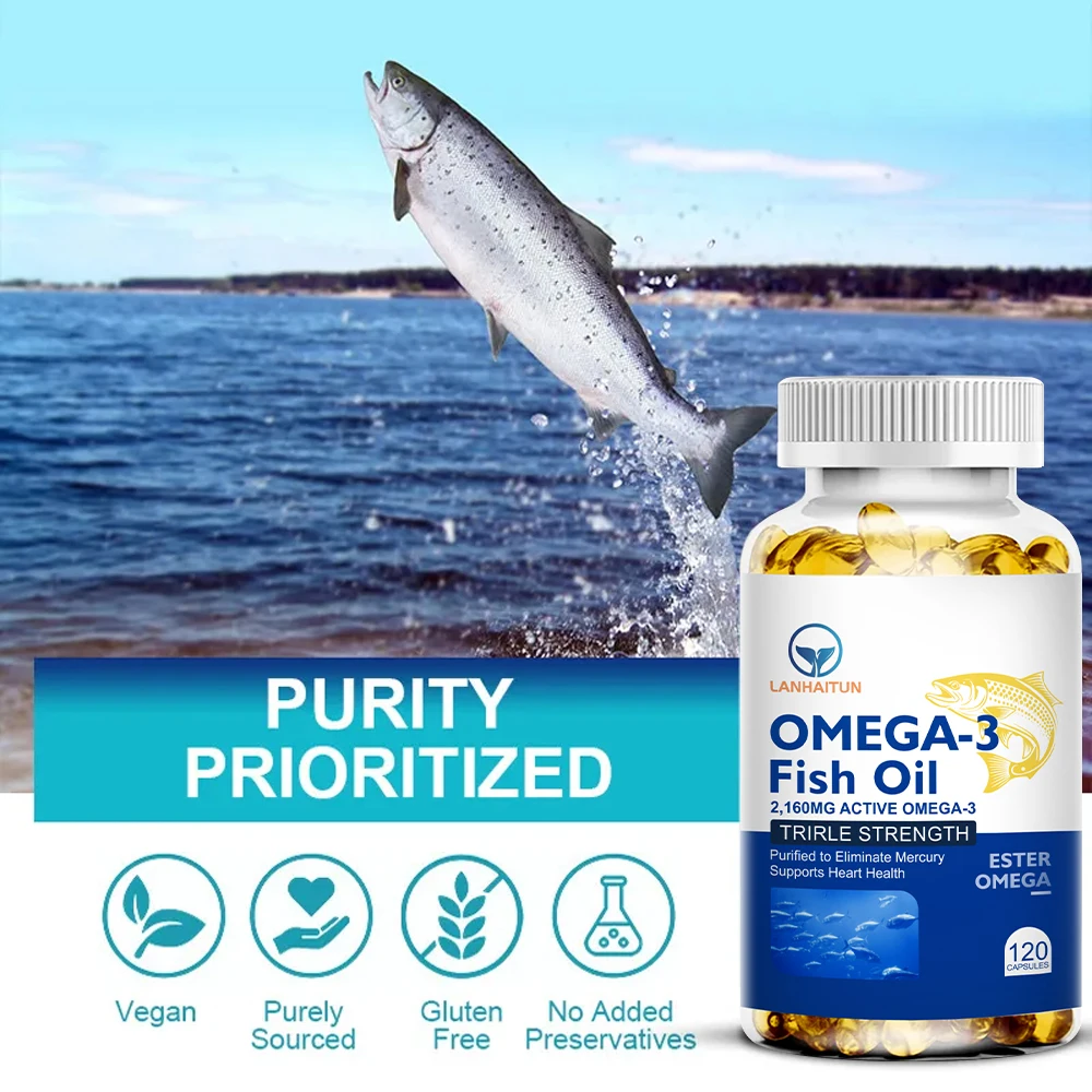 

Рыбное масло LANHAITUN Omega 3 EPA & DHA 2160 мг, иммунные и сердцные поддерживающие жирные кислоты, способствует иммунитету суставов, глаз, мозга и здоровья кожи