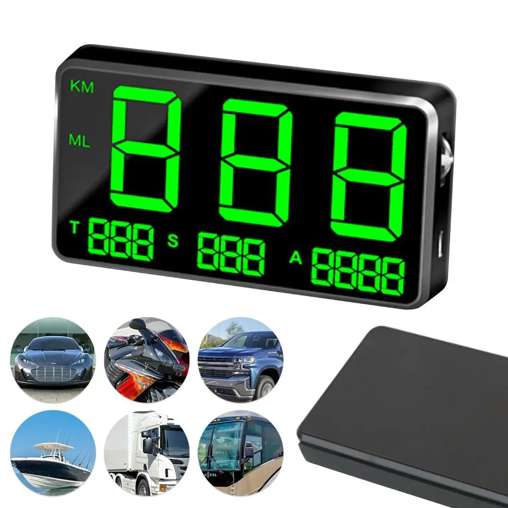 

Одометр с большим шрифтом, дисплей HUD, Автомобильный дисплей с отображением показаний высоты, цифровой проектор скорости, сигнализация, Автомобильный GPS Спидометр