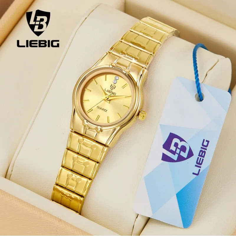 

LIEBIG Fashion Quartz Wristwatch For ladies Luxury Golden Full Steel Watches Waterproof Girl Men Clock Relogio Masculino L1023