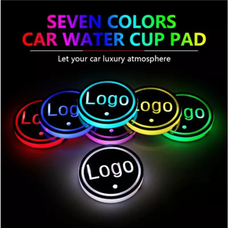 

Luminous Car Led Lights Cup Coaster Mat Drinks Auto Accessories For Jaguar Logo X-TYPE F-TYPE S-TYPE XE XF XJ XK XJR XFR XJS XJL