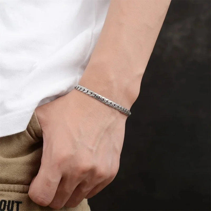 Браслет BOCAI из стерлингового серебра 925 пробы для женщин и мужчин новый модный