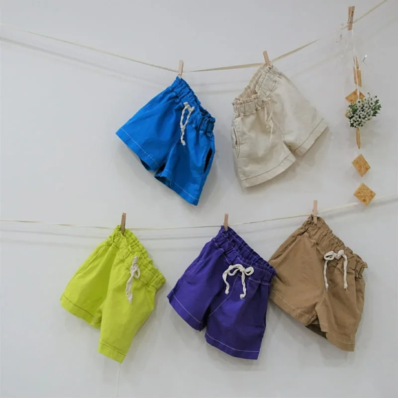 

Kids 2022 Boys Girls Drawstring Shorts Summer Solid Candy Fashion Pants Children Cotton Bottom Outfits