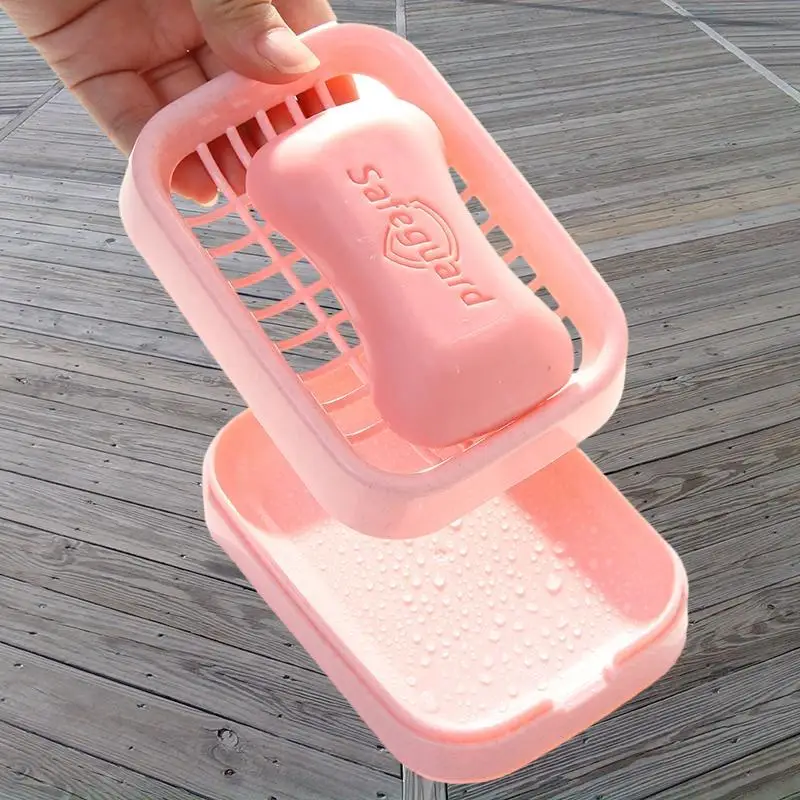 

Portable Double-Layer Draining Soap Dish with Detachable Tea Flower Design for Convenient Home Use