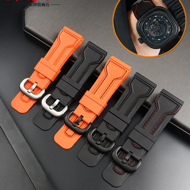 

Silicone watch strap 28mm for seven Fridays Rubber Watch band Q1 M1 / M2 / P3 SF watch accessories men's wristband bracelet