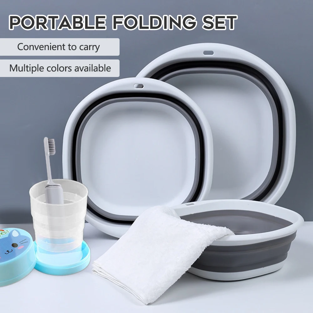

Foldable Washbasin For Dormitory Students Washbasin Portable Travel Plastic Compression Basin Folding Water Basin For Home Use