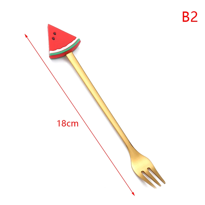 

Мультяшная маленькая ложка вилка из нержавеющей стали Мультяшные искусственные ложки фрукты детский набор кухонные аксессуары