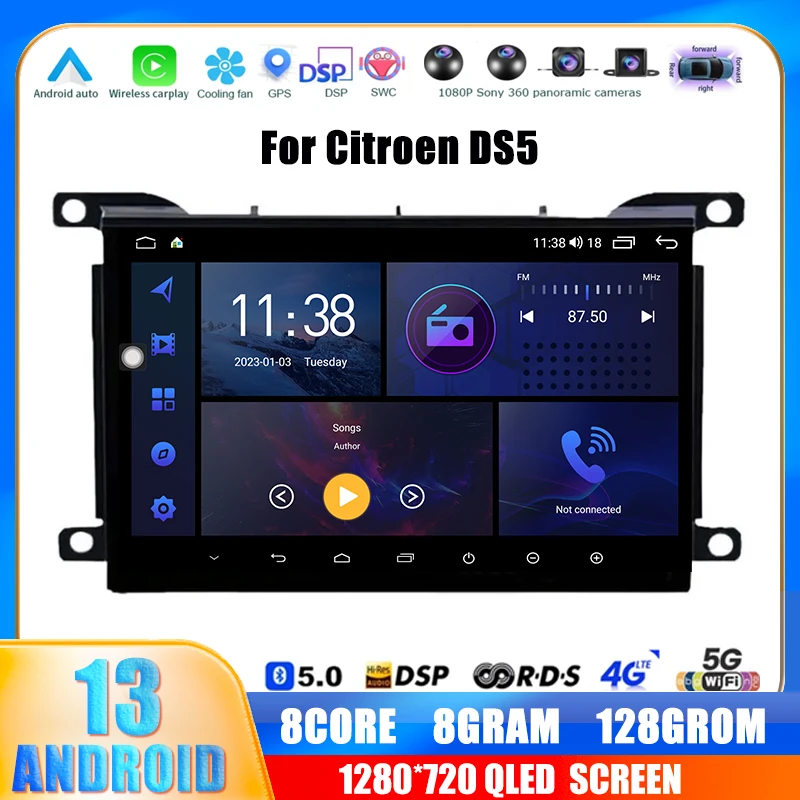 

Android 13 For Citroen DS 5 DS5 2010 - 2017 Radio Carplay Autoradio Car Multimedia Player Stereo GPS 4G DSP Navigation Head Unit