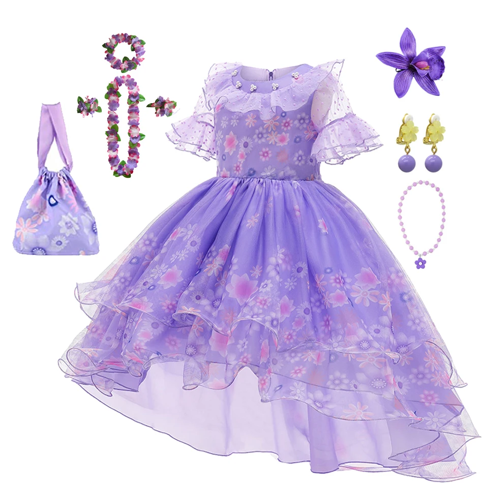 Princess Encanto Dolores Pepa Cosplay Costume Isabela Dress Up Kids Outfits Helloween Carnival Mirabel Girls Clothes Vestidos