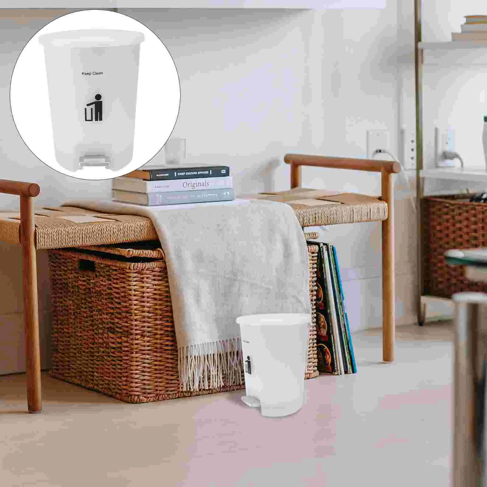 

Can Trash Garbage Bin Kitchen Waste Pedal Step Office Basket Container Bucket Rubbish Paper Room Lid Bathroom Storage Foot